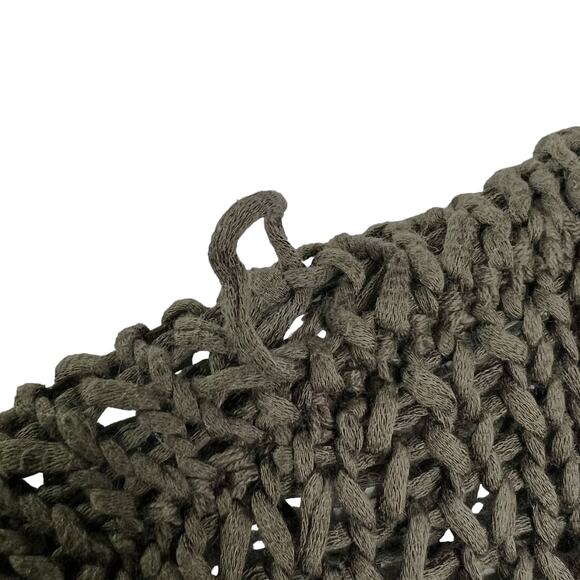 Eileen Fisher L Womens Crew Neck Open Knit Crochet Sweater Olive Green - Picture 7 of 8